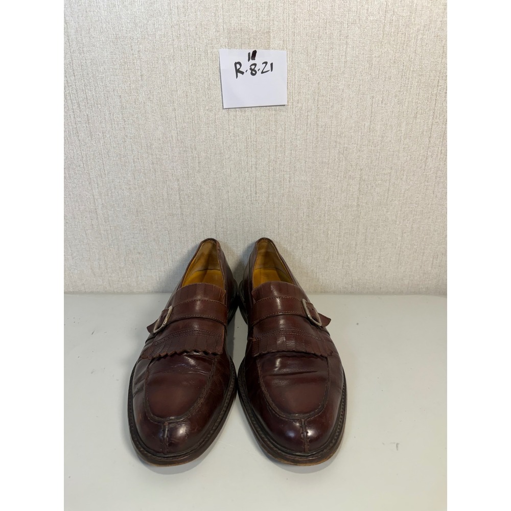 Johnston & Murphy Brown Leather Kiltie Monk Strap Loafers Mens 9.5 M